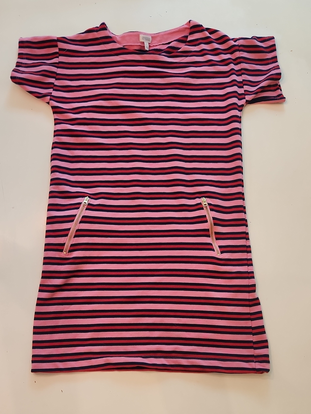 Gymboree Pink Red Stripe Dress Large 10 12